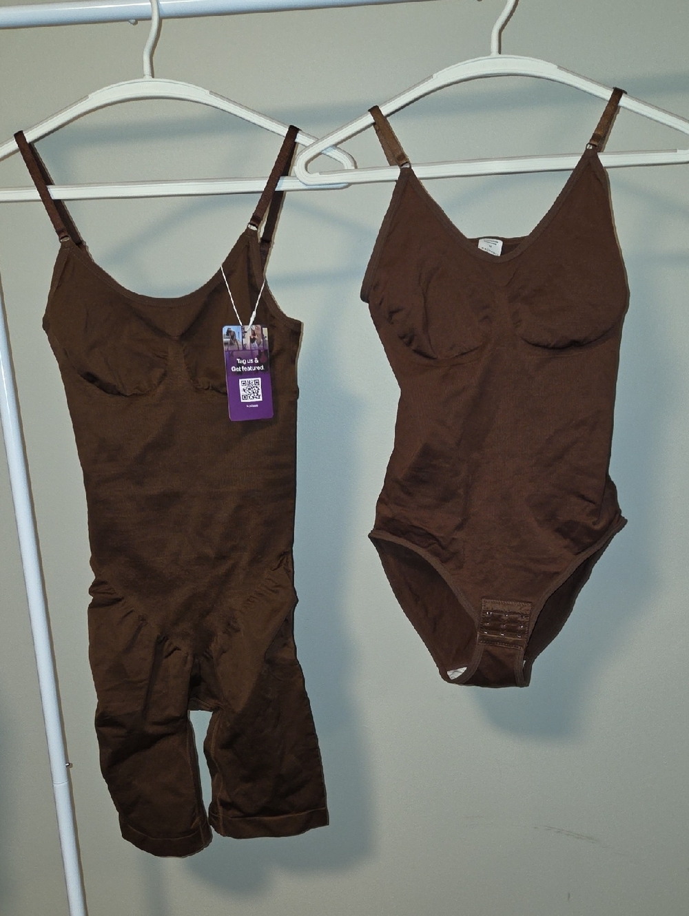 Heyshape Shapewear Bodysuit Lot 2 Size M Brown Tummy Control Compression